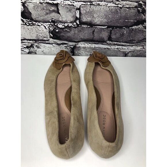 Taryn RoseFrida Beige Suede Rose Ballet Flats Shoes Sz Women’s Sz 8.5B US/38.5EU - Picture 7 of 16